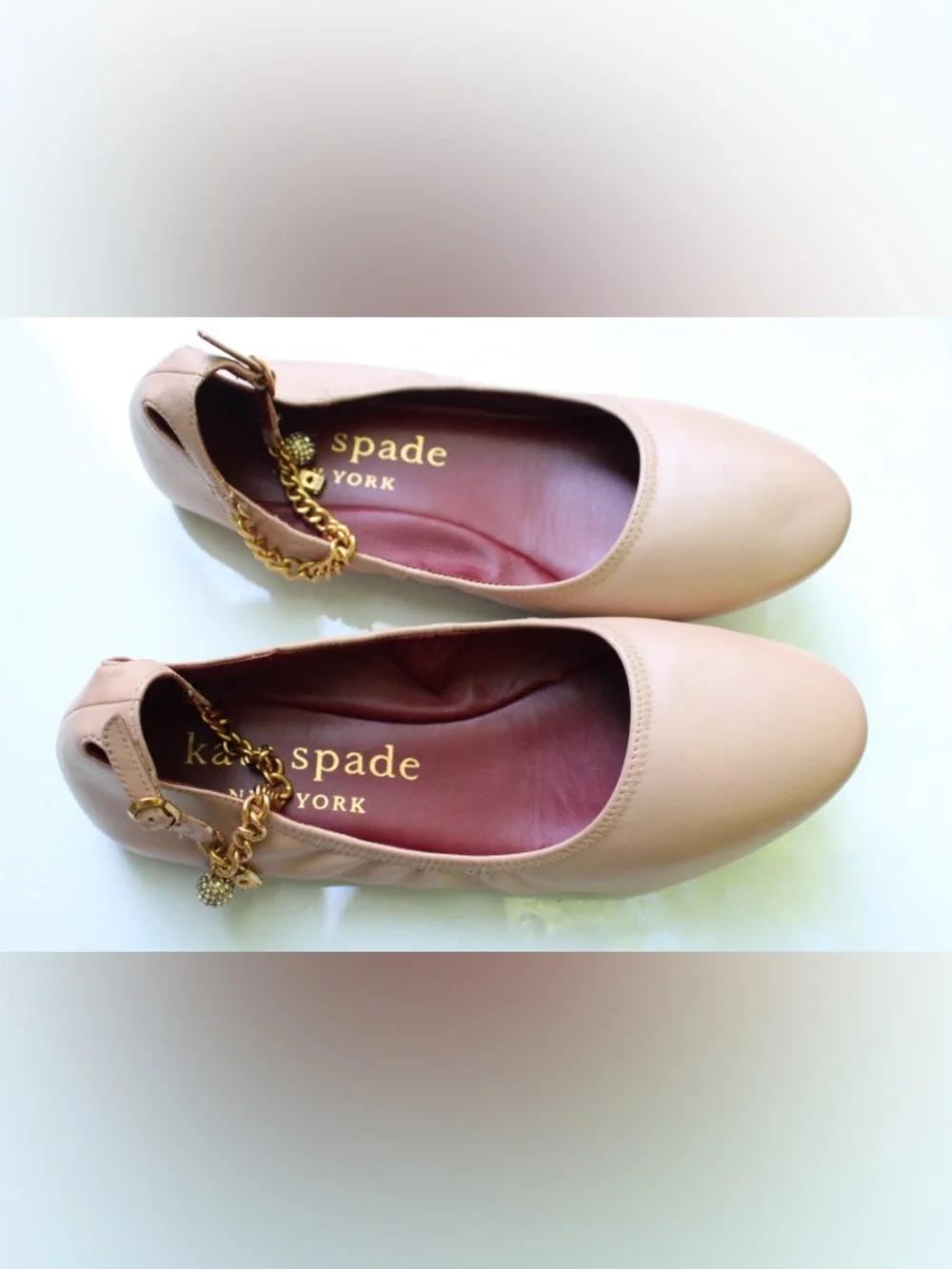 Kate Spade crush flats with chain